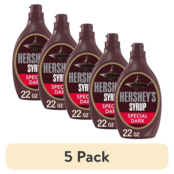 (5 pack) Hershey's Special Dark Mildly Sweet Chocolate Syrup, Bottle 22 oz