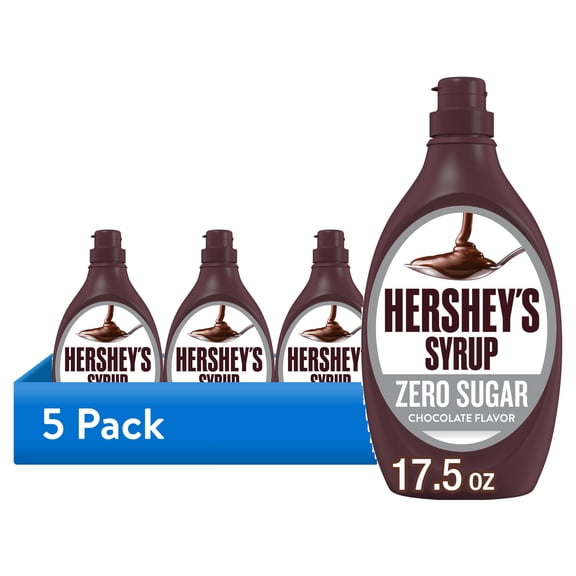(5 pack) Hershey's Zero Sugar Chocolate Syrup, Bottle 17.5 oz