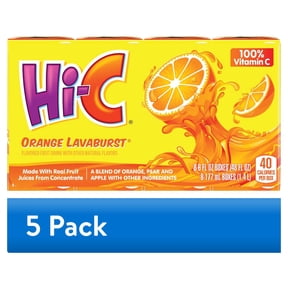 (5 pack) Hi-C Orange Lavaburst Juice Drink Cartons, 6 fl oz, 8 Pack