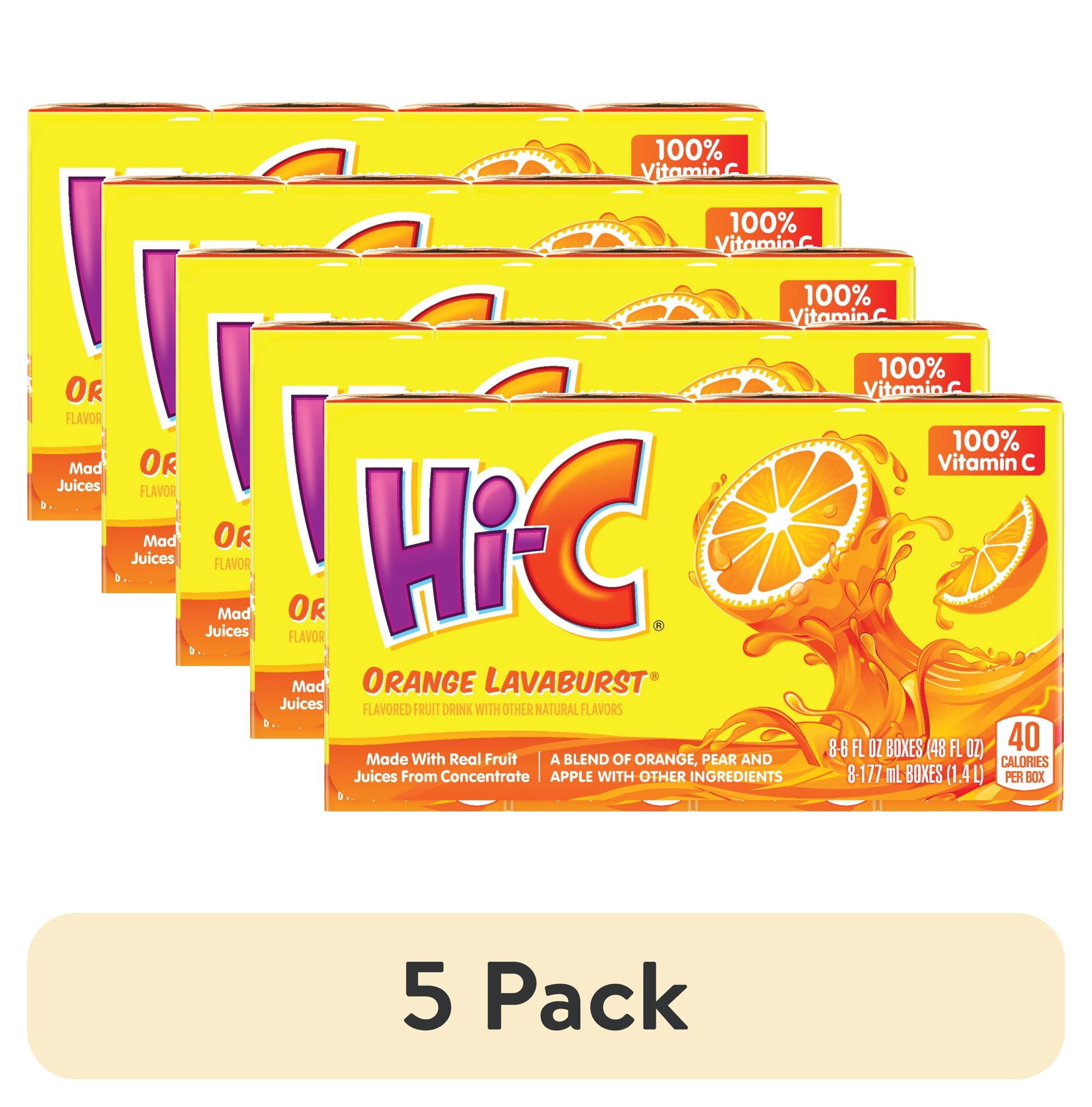 5 pack) Hi-C Orange Lavaburst Juice Drink Cartons, 6 fl oz, 8 Pack