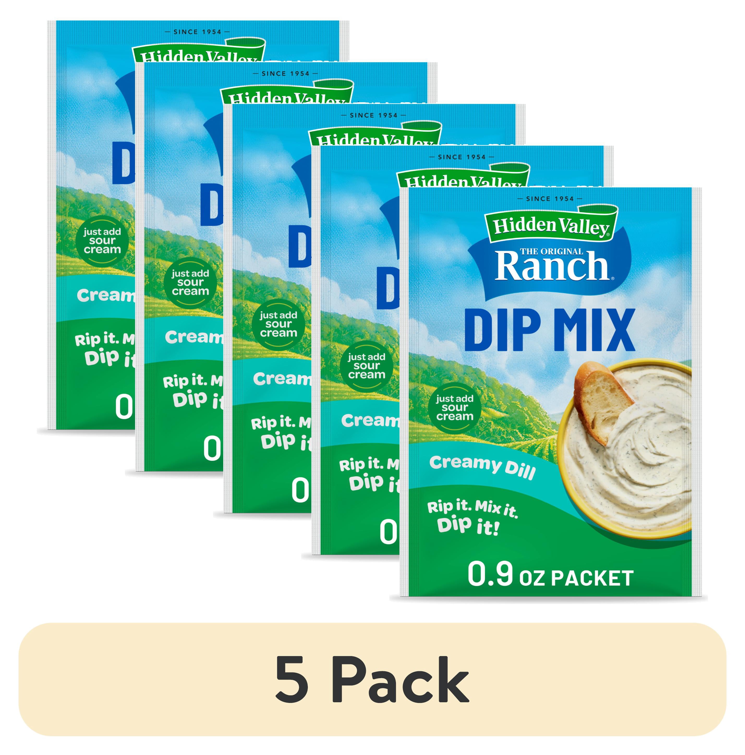(5 pack) Hidden Valley Creamy Dill Ranch Dip Mix, 0.9 oz Packet