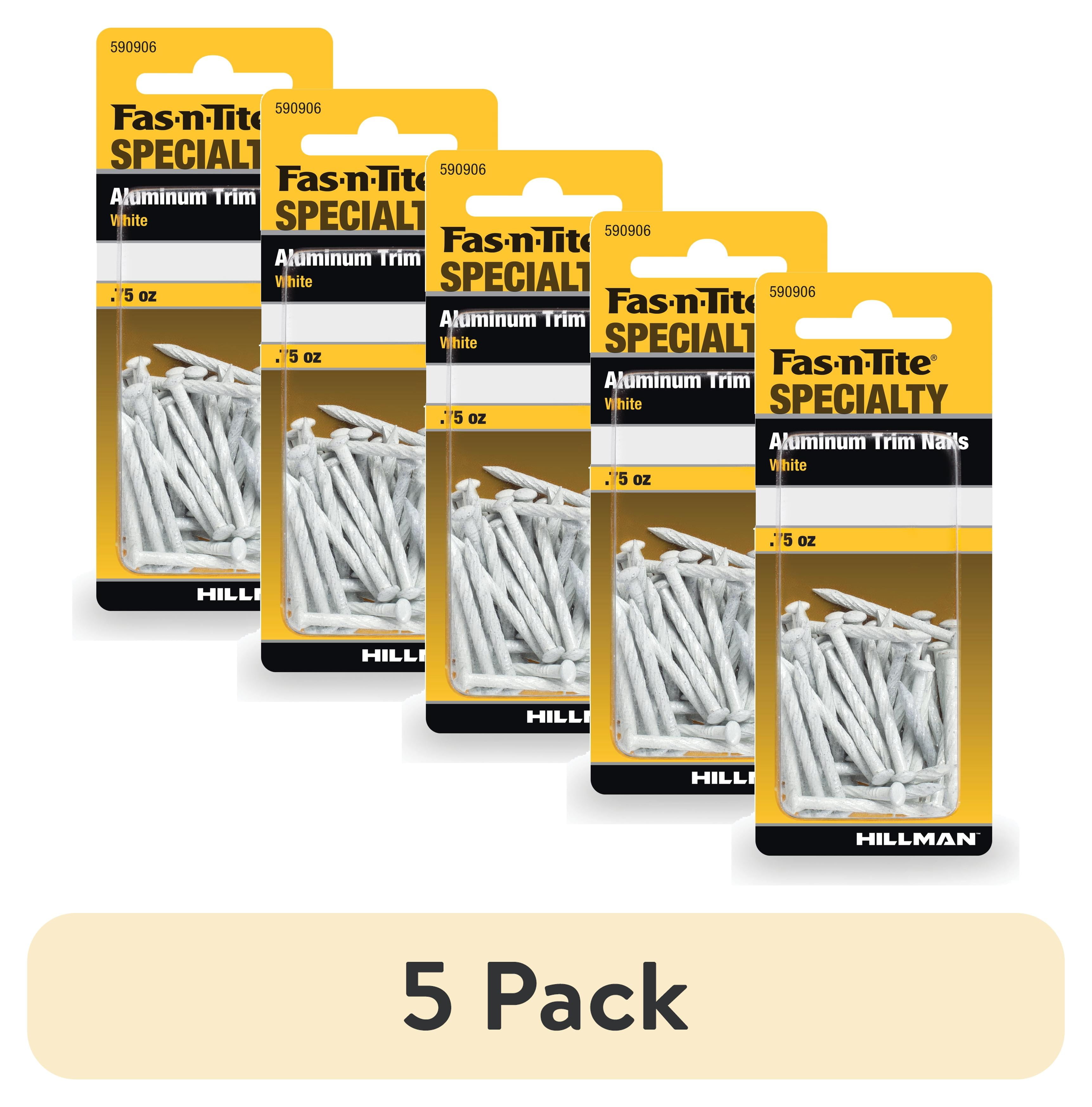 (5 pack) Fas-n-tite Trim Nails, 1-1/4", Aluminum, Rust Resistant, White, .75 oz pack