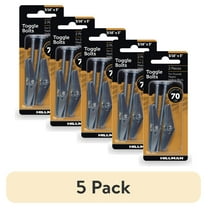 (5 pack) Hillman Toggle Bolts, 3/16" x 3", Steel, Multi-Material, 70 lbs, Zinc, Silver, 2 pack