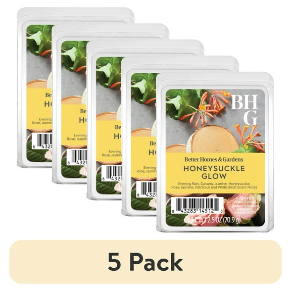 (5 pack) Honeysuckle Glow Scented Wax Melts, Better Homes & Gardens, 2.5 oz (1-Pack)