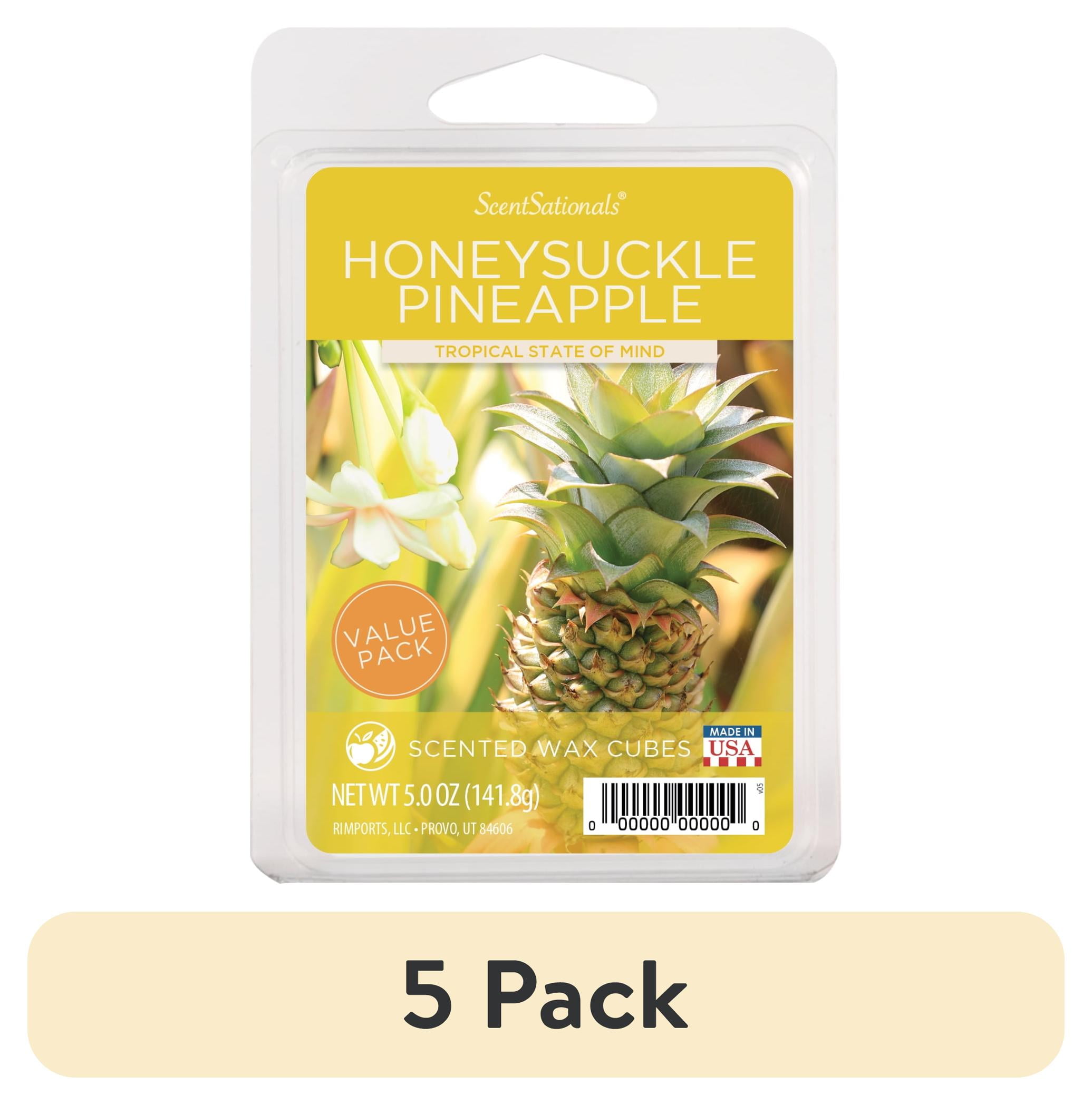 (5 pack) Honeysuckle Pineapple Scented Wax Melts, Scentsationals, 5 oz