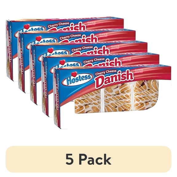 (5 pack) Hostess Cherry Cheese Danish | Individually Packaged | 36 Count