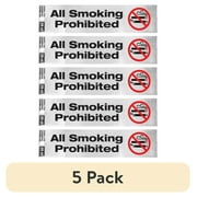 (5 pack) Hy-Ko 2" x 8" Vinyl All Smoking Prohibited Sign, Self-adhesive Sticker