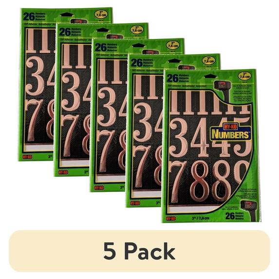 (5 pack) Hy-Ko 3-Inch Bold Gold & Black Self-Adhesive Vinyl Number Kit, 26 Pieces