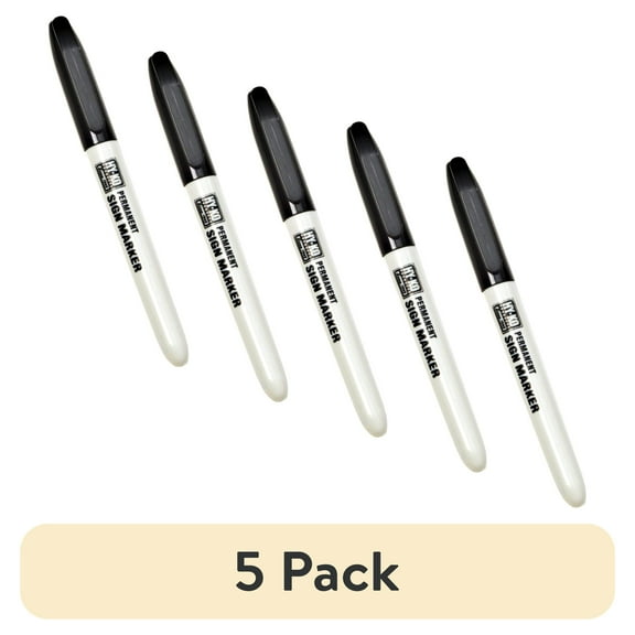 (5 pack) Hy-Ko 40622 Permanent Marker, Black, Chisel Tip, Weather-Resistant Ink