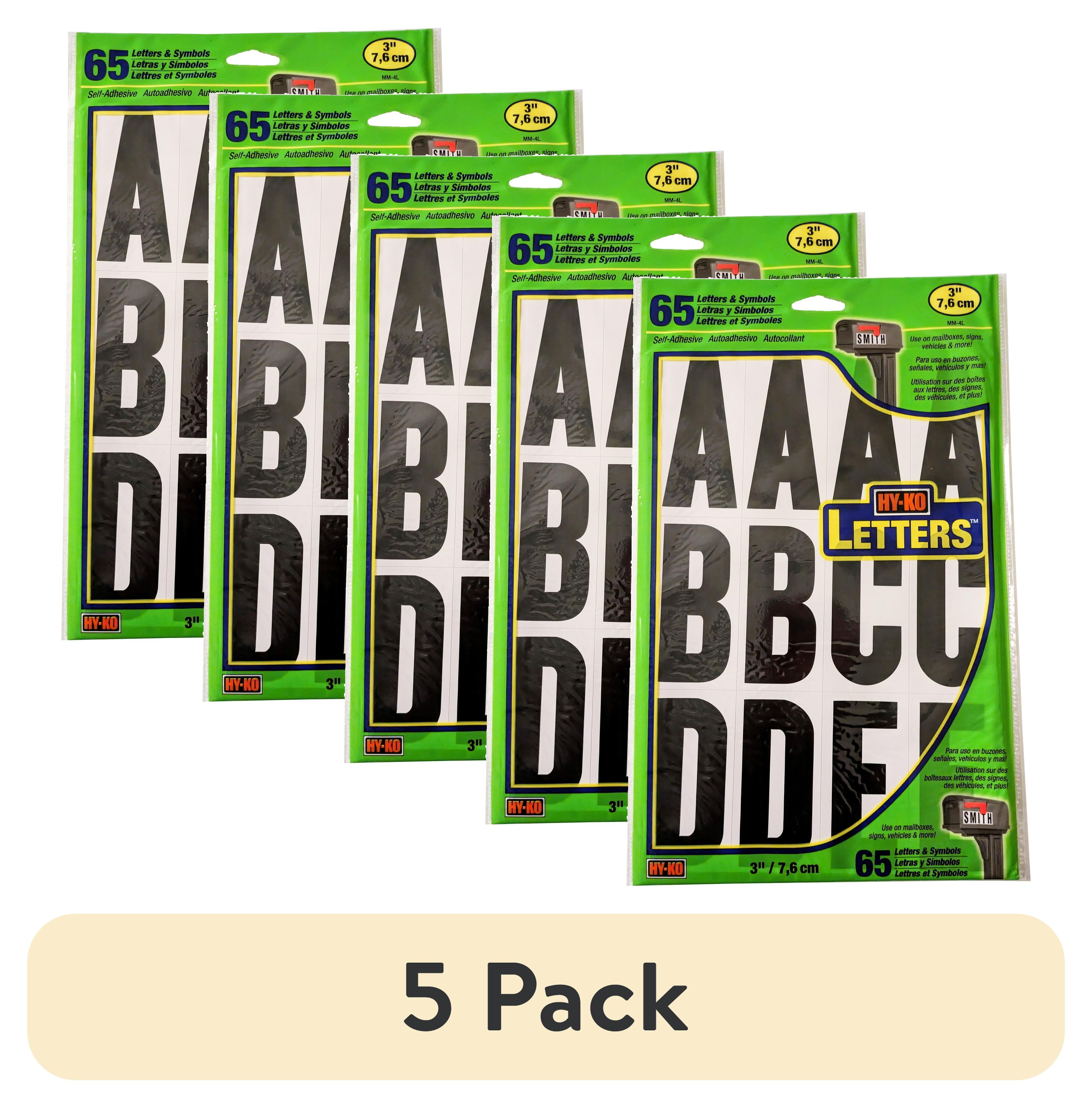 (5 pack) Hy-Ko MM-4L 3" Vinyl Letter Set, 57-Piece, Black Characters on White Background