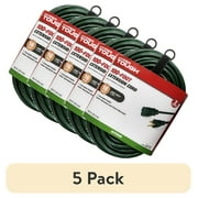 (5 pack) Hyper Tough 100FT 16AWG 3 Prong Green Outdoor Extension Cord, Single Outlet, 125V 10A