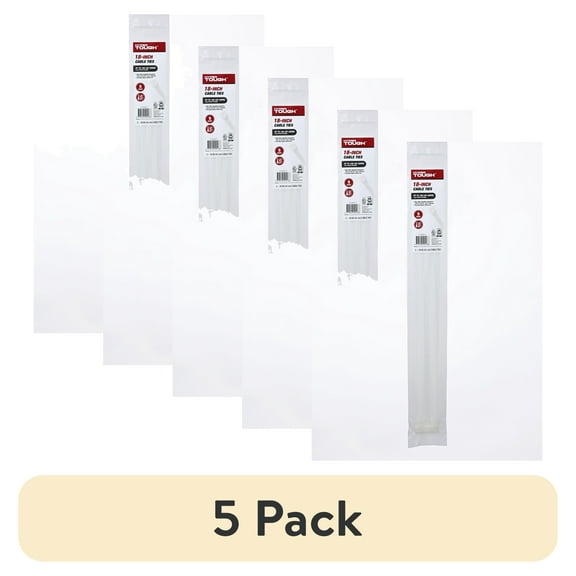 (5 pack) Hyper Tough 18inch Cable Tie Natural 5Pcs
