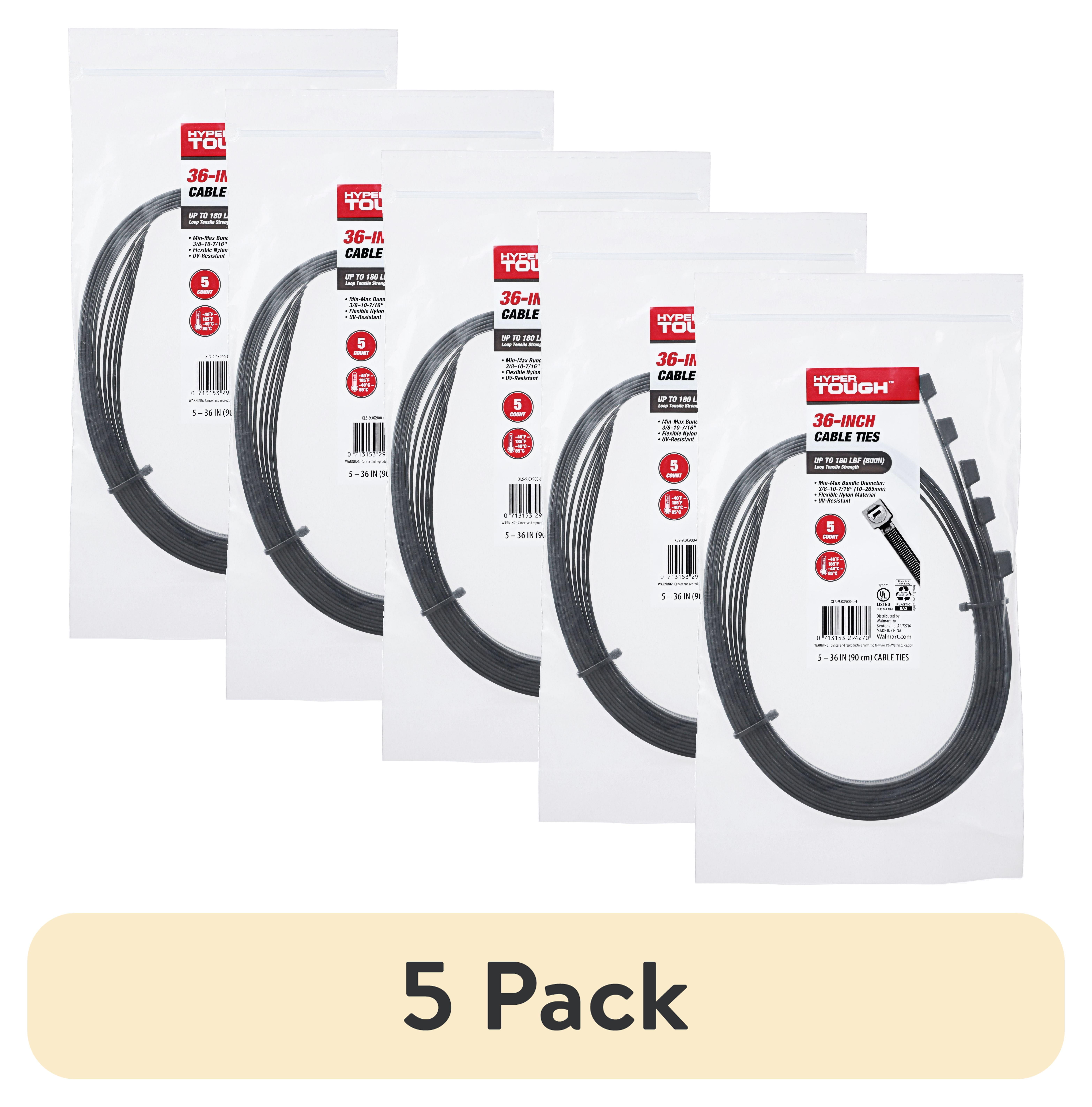 (5 pack) Hyper Tough 36inch Cable Tie Uv Black 5Pcs