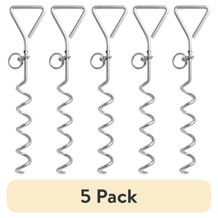 (5 pack) Hyper Tough Model Number 7517W-HT, Spiral Tie Out Stake for Dogs, Zinc Plated, 16", 1 Each