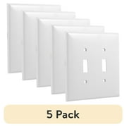 (5 pack) Hyper Tough Oversized Wallplate, Double Switch, White Nylon, 5in,  53138-T1