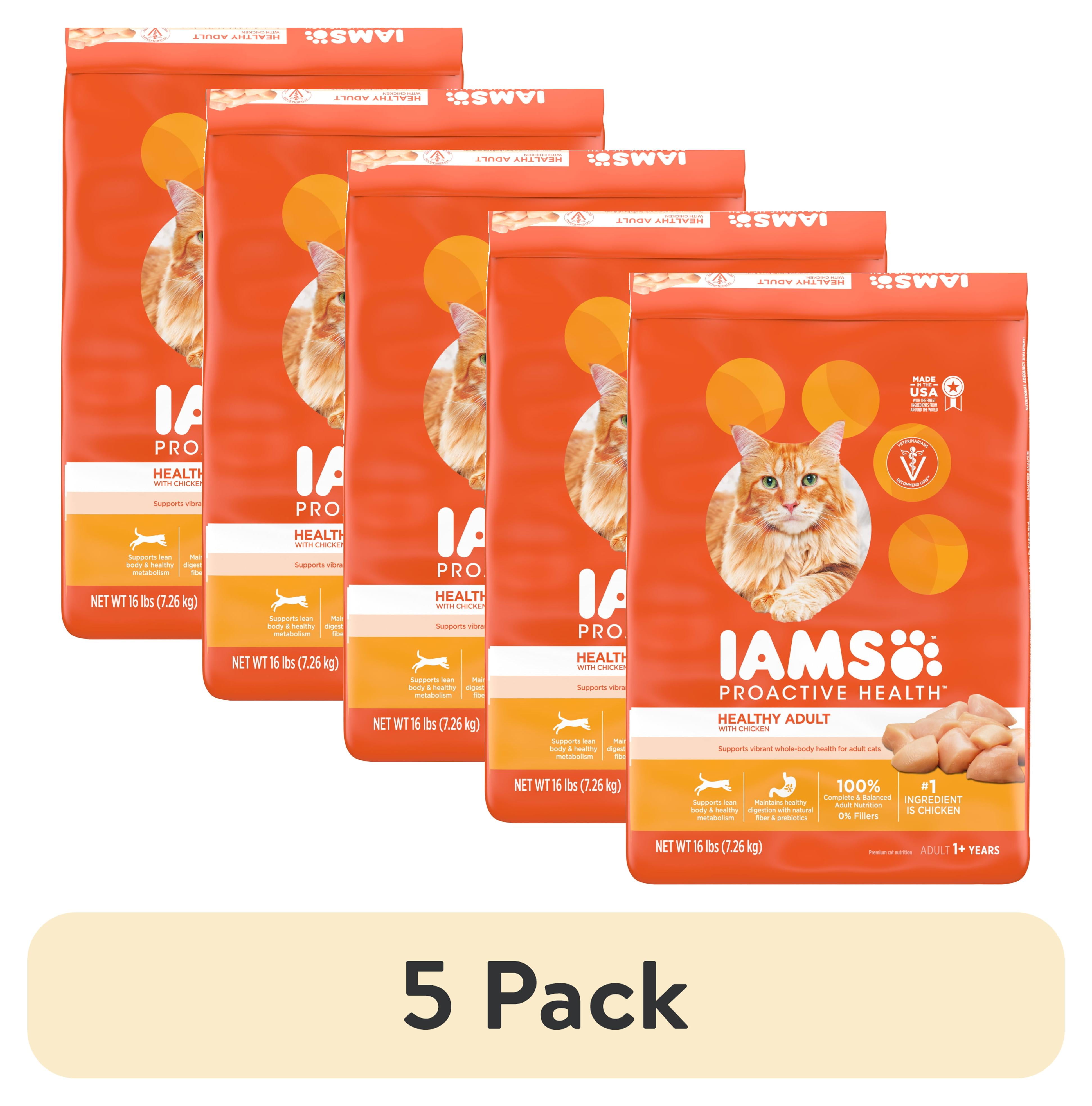 (5 pack) Iams Proactive Health Chicken Flavor Dry Cat Food 16 Lb Bag