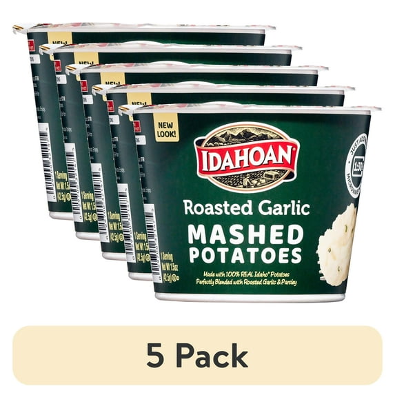 (5 pack) Idahoan Roasted Garlic Mashed Potatoes Cup, 1.5 oz