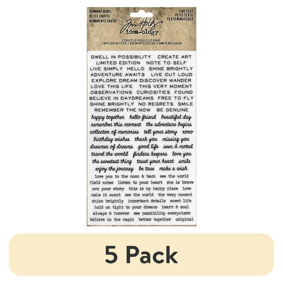 (5 pack) Idea-Ology Remnant Rubs Rub-Ons 4.75"X7.75" 2/Pkg-Tiny Text