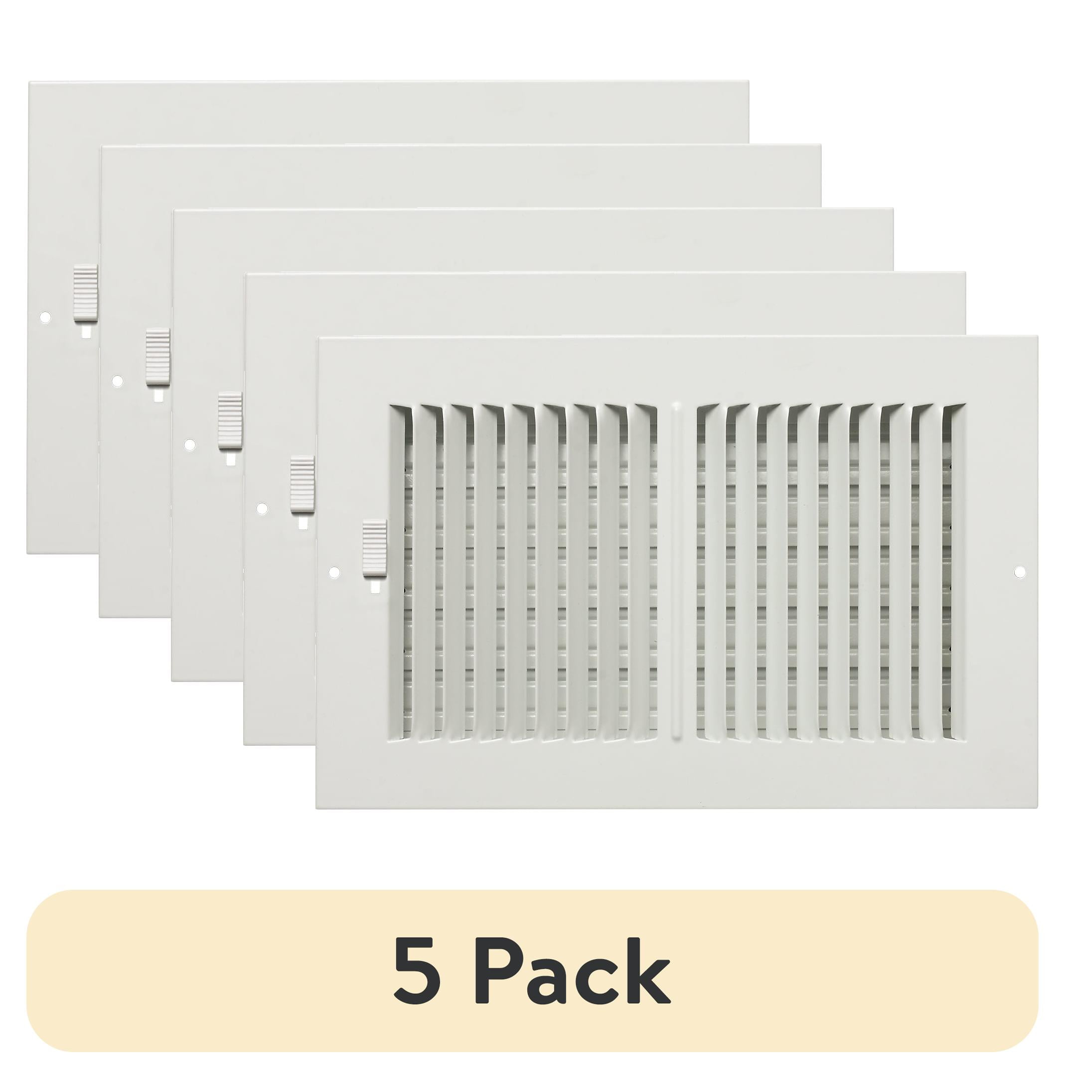 (5 pack) Imperial 10-inch x 6-inch White Sidewall Register, Rectangular, Household Vent Cover 2-Way