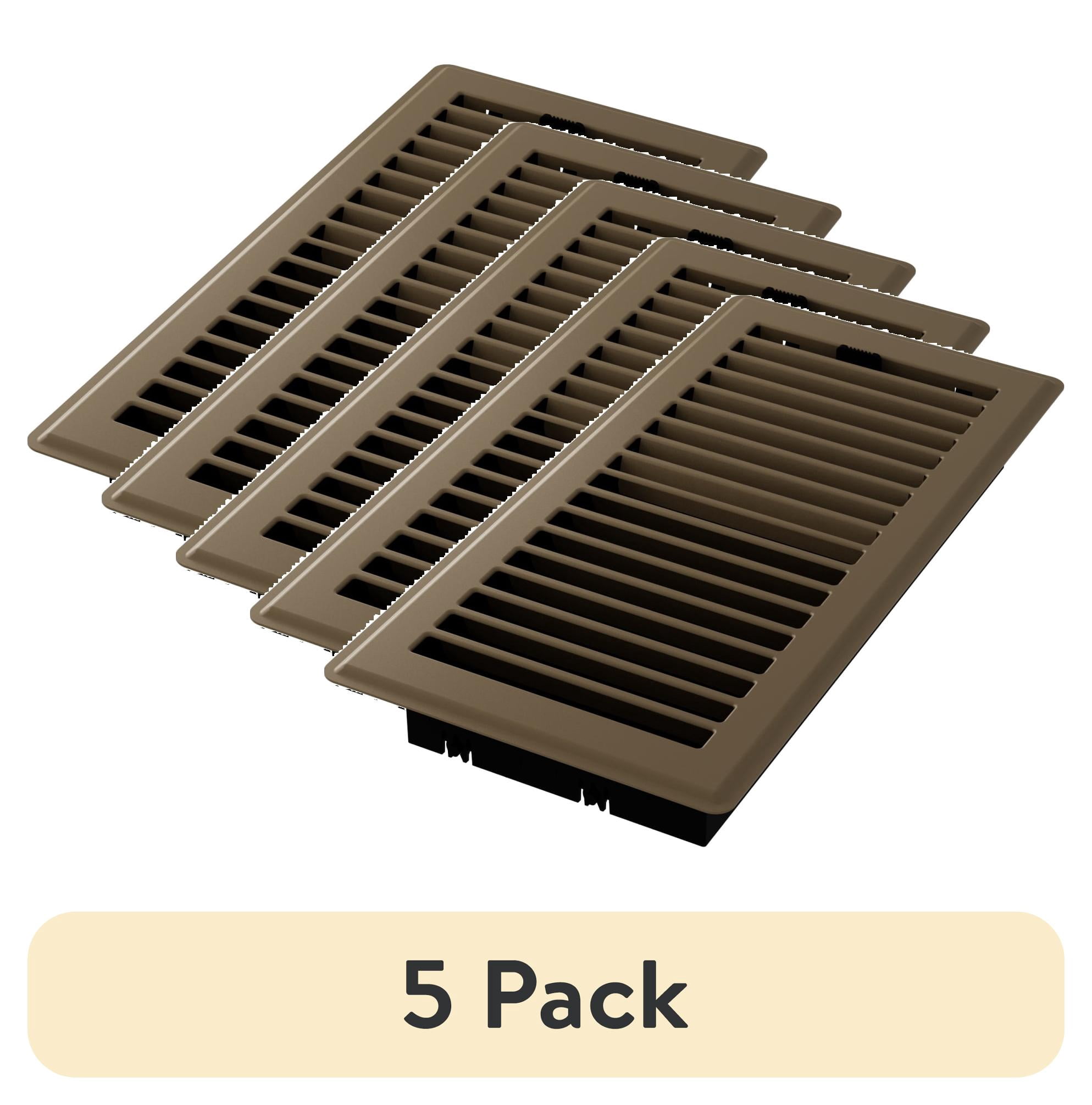 (5 pack) Imperial 4-inch x 10-inch Chocolate Steel Painted Louvered Floor Register, Powder-coated, with Plastic Boot, 1-way