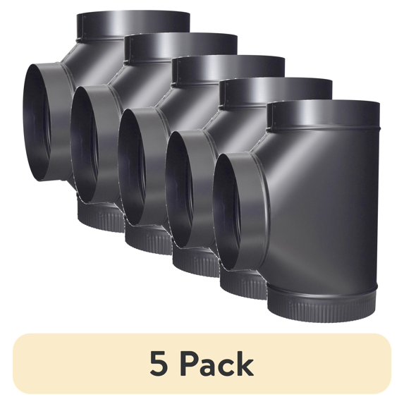 (5 pack) Imperial Manufacturing Group BM0085 8" Black Matte Stovepipe Tee Joint