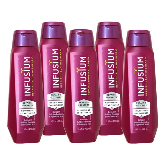 (5 pack) Infusium Repair & Volumize and Renew Nourishing Conditioner, Collagen, Building Peptides & Hyaluronic Acid for Dry & Damaged Hair, 13.5 FL OZ, Pack of 1