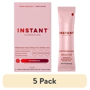 5 pack Instant Hydration Sugar Free Electrolyte Powder, Watermelon, 6 Sticks