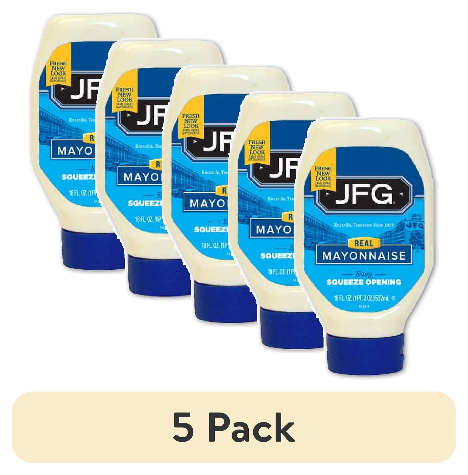 (5 pack) JFG Real Mayonnaise, 18 fl oz Squeeze Bottle