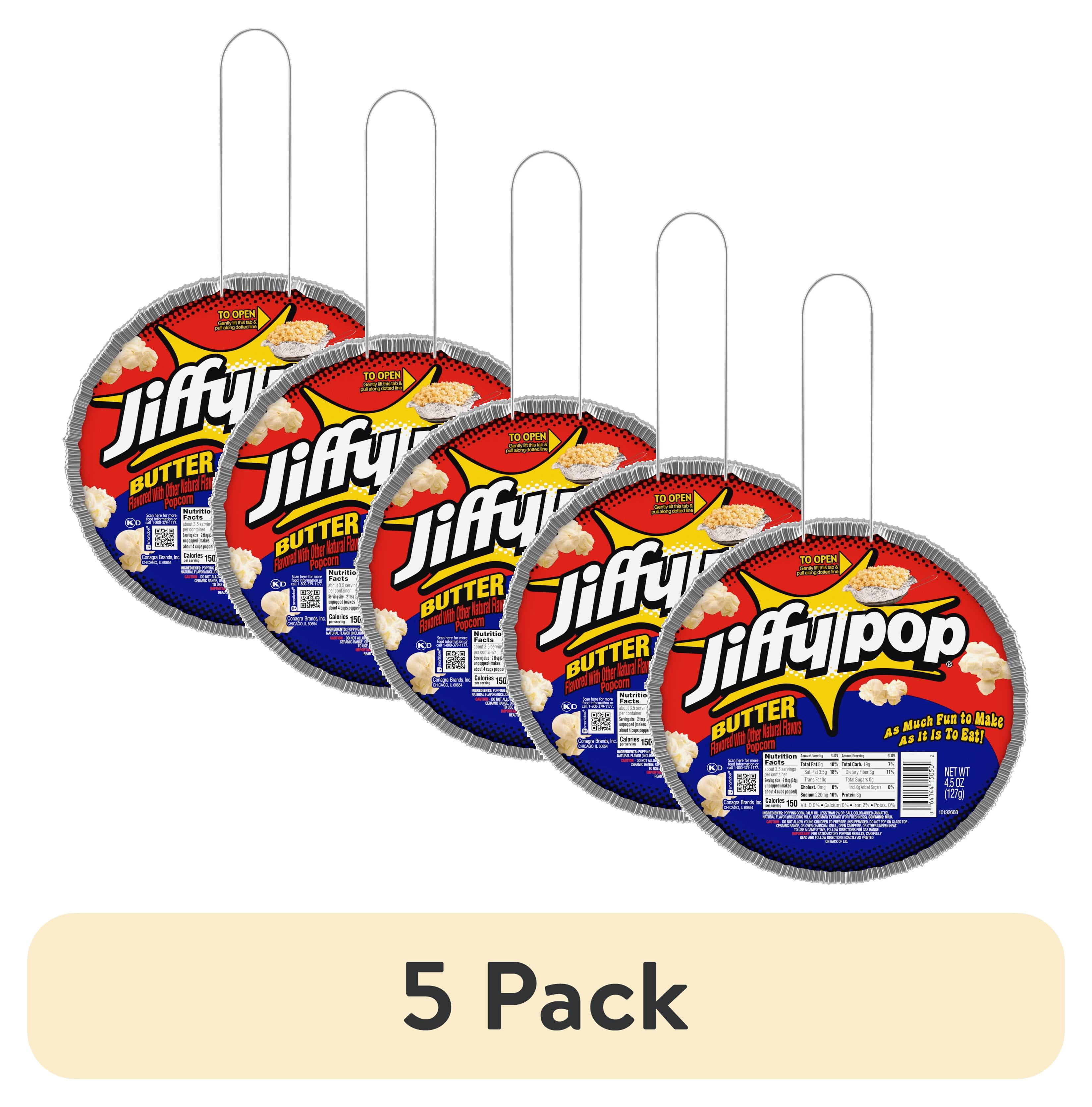 (5 pack) JIFFY POP Butter Flavored Popcorn, Stovetop Popping Pan, 4.5 oz.