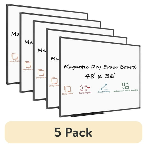 (5 pack) JILoffice Dry Erase Board 48" x 36" Magnetic Big Whiteboard Large Aluminum Frame Erasable Marker Board