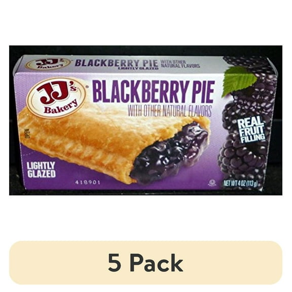 (5 pack) JJ's Bakery Blackberry Pie Snack Pies, Individual Dessert, Fresh-Baked, Nut-Free, Kosher Parve, 4 Oz Each (Pack of 6)