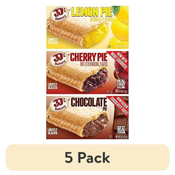 (5 pack) JJ's Bakery Pies Variety Pack (Cherry / Lemon / Chocolate) | 12 Count