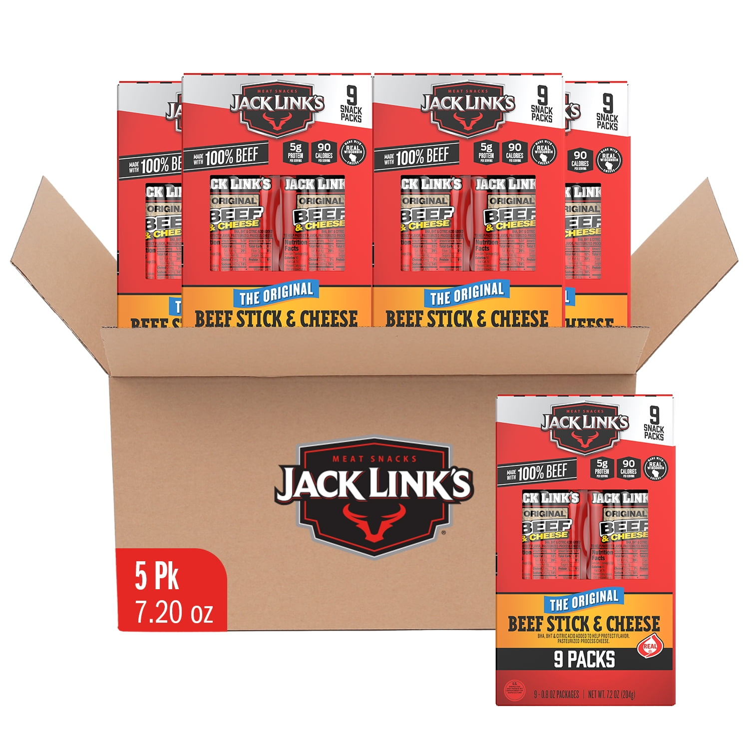 (5 pack) Jack Link's Original Beef & Cheese Sticks 9 Pack