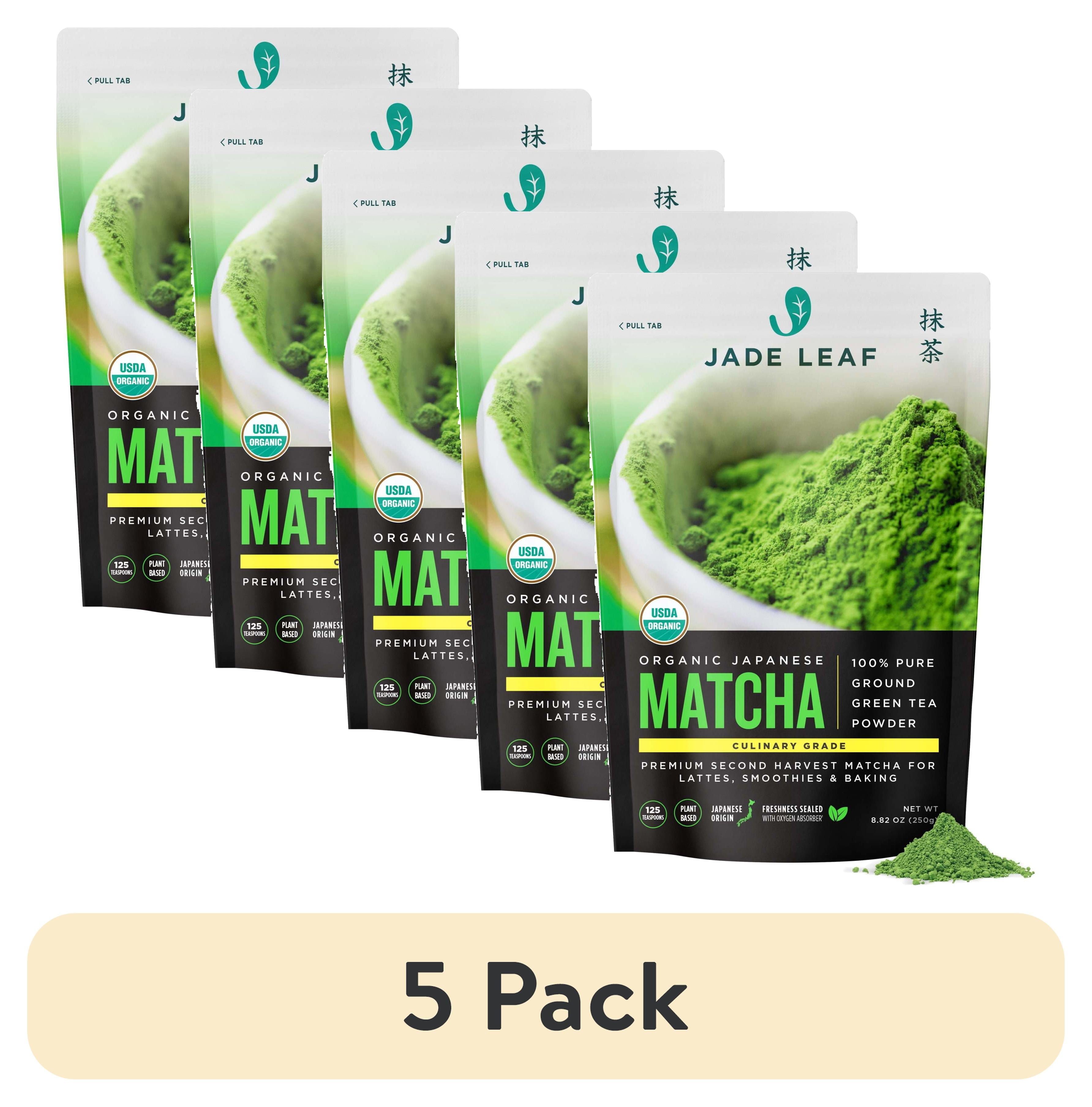 (5 pack) Jade Leaf Green Tea Matcha Powder, Culinary Grade, Plant Based, 8.82oz Pouch