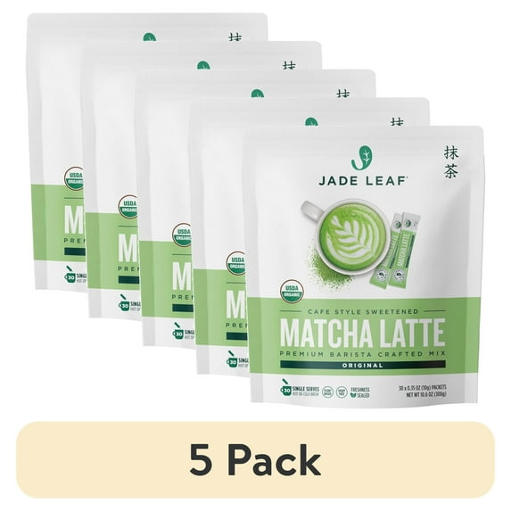 (5 pack) Jade Leaf Matcha Latte Powder Mix, Organic, Dairy-Free Packets, 0.35oz, 30 Count