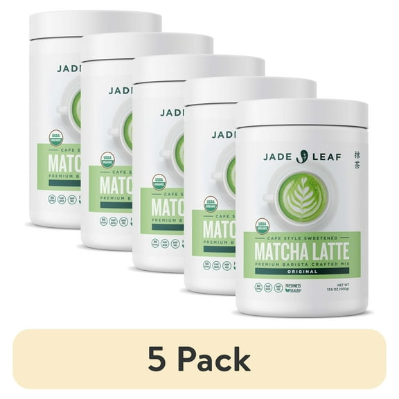 (5 pack) Jade Leaf Original Organic Dairy-Free Matcha Latte Powder Mix, 17.6oz Tub