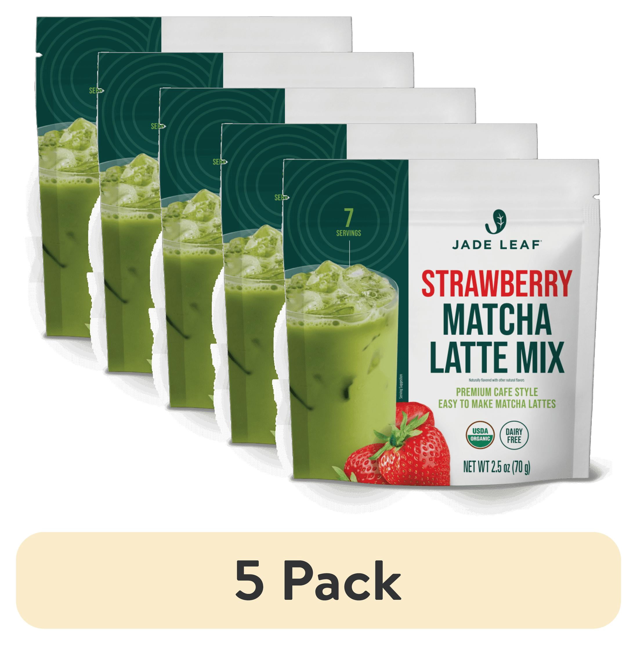 (5 pack) Jade Leaf Organic Strawberry Matcha Latte Mix, Dairy-Free, 2.5 oz Pouch