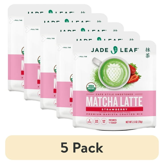 (5 pack) Jade Leaf Organic Matcha Latte Mix Strawberry Dairy-Free 2.5 oz