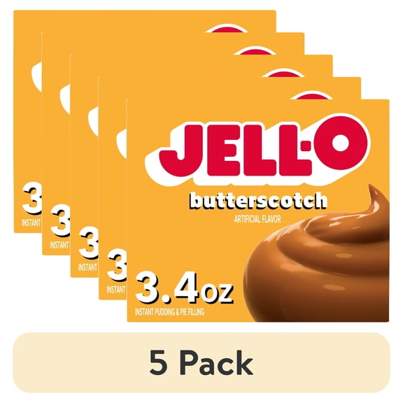 (5 pack) Jell-O Butterscotch Instant Pudding & Pie Filling Mix, 3.4 oz Box
