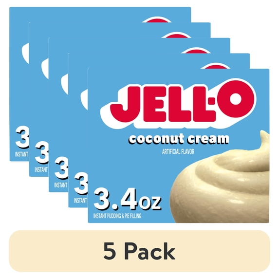(5 pack) Jell-O Coconut Cream Artificially Flavored Instant Pudding & Pie Filling Mix, 3.4 oz Box