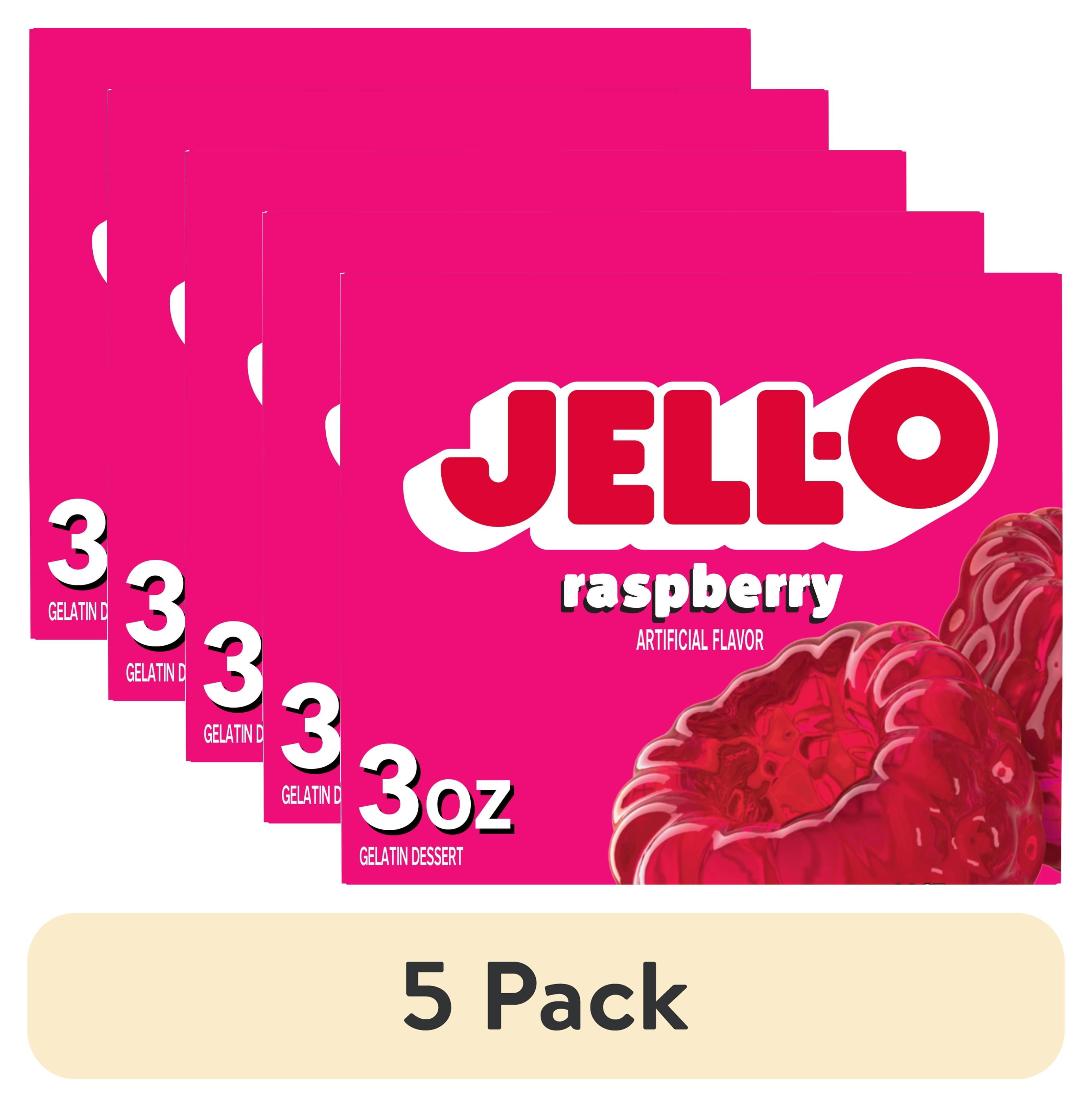 (5 pack) Jell-O Raspberry Gelatin Dessert Mix, 3 oz Box - Walmart.com