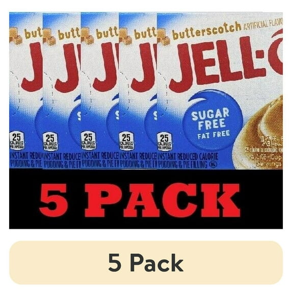 (5 pack) Jell-O Sugar Free Instant Pudding Pie Filling, Butterscotch, 1 Ounce Pack of 5-5206182360
