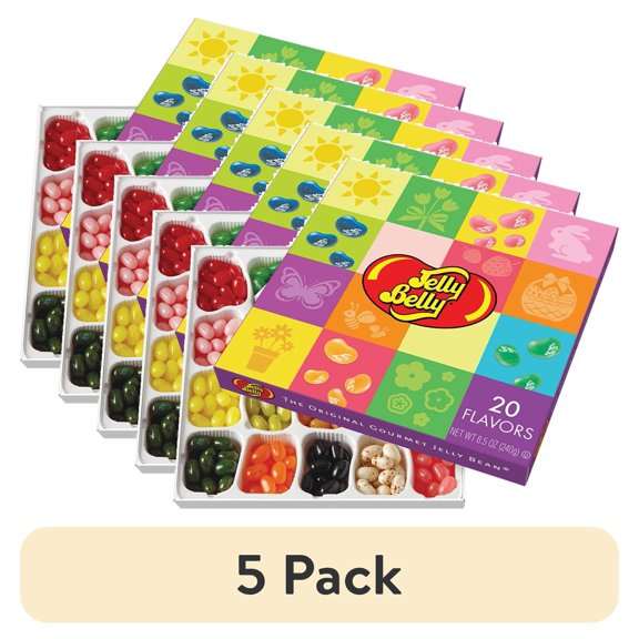(5 pack) Jelly Belly 20-Flavor Assorted Jelly Bean Mix Spring Gift Box - 8.5 oz