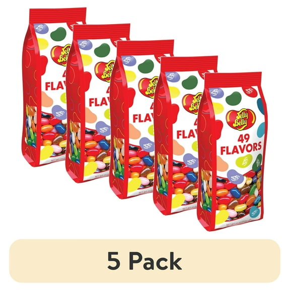 (5 pack) Jelly Belly 49 Assorted Jelly Bean Flavors, 7.5 Ounce Gift Bag, Most Popular Flavors