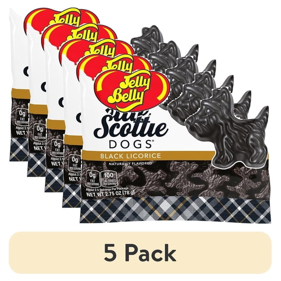 (5 pack) Jelly Belly Black Licorice Scottie Dogs - 2.75-oz. Bag