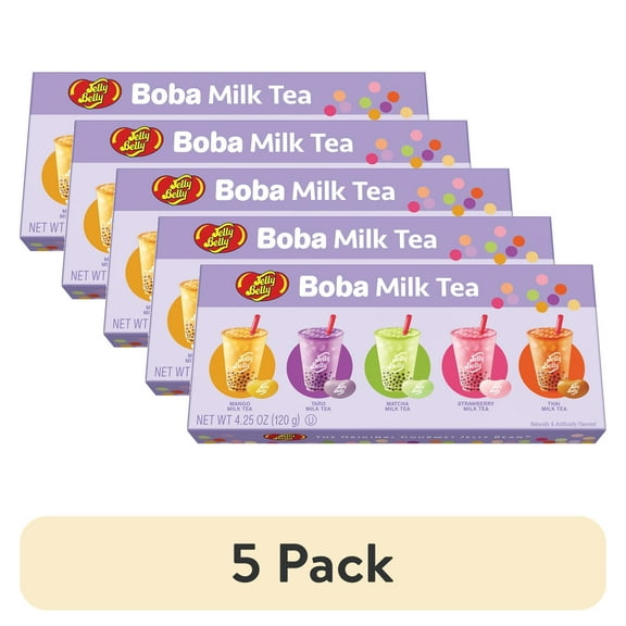 (5 pack) Jelly Belly Boba Milk Tea Jelly Bean Gift Box - 4.25 Ounces of Iconic Tapioca Tea Candy Flavor