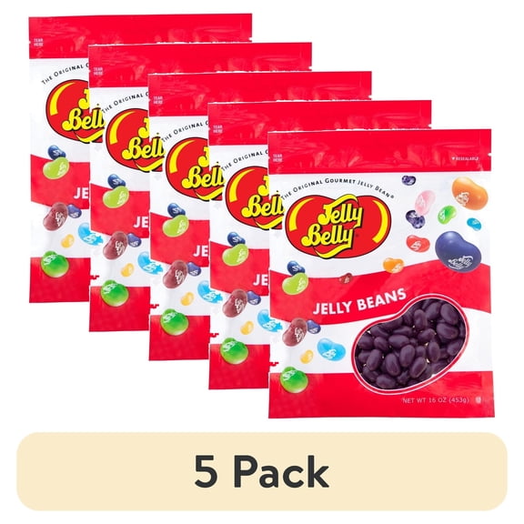(5 pack) Jelly Belly Grape Crush Jelly Beans - 1 Pound (16 Ounces), Grape Soda Flavor Candy, Resealable Bag