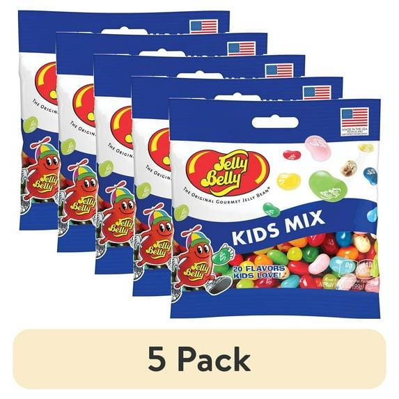 (5 pack) Jelly Belly Kid's Mix Jelly Beans - 3.5 oz Grab & Go® Bag - Candy Flavors Kids Love