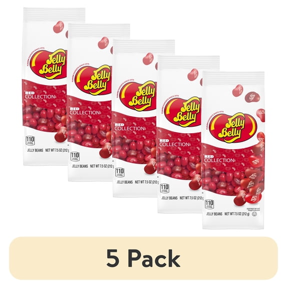 (5 pack) Jelly Belly Red Color Collection Assorted Jelly Beans – 7.5 oz Bag - Genuine, Official, Straight from the Source - Graduation Candy Colors