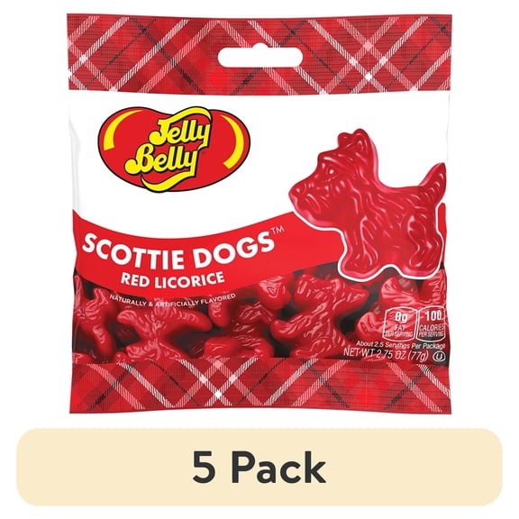 (5 pack) Jelly Belly Red Licorice Scottie Dogs - 2.75-oz. Bag